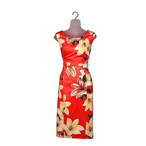 Enfocus Studio Floral Hawaiian Sheath Midi Dress - Picture 1 of 10